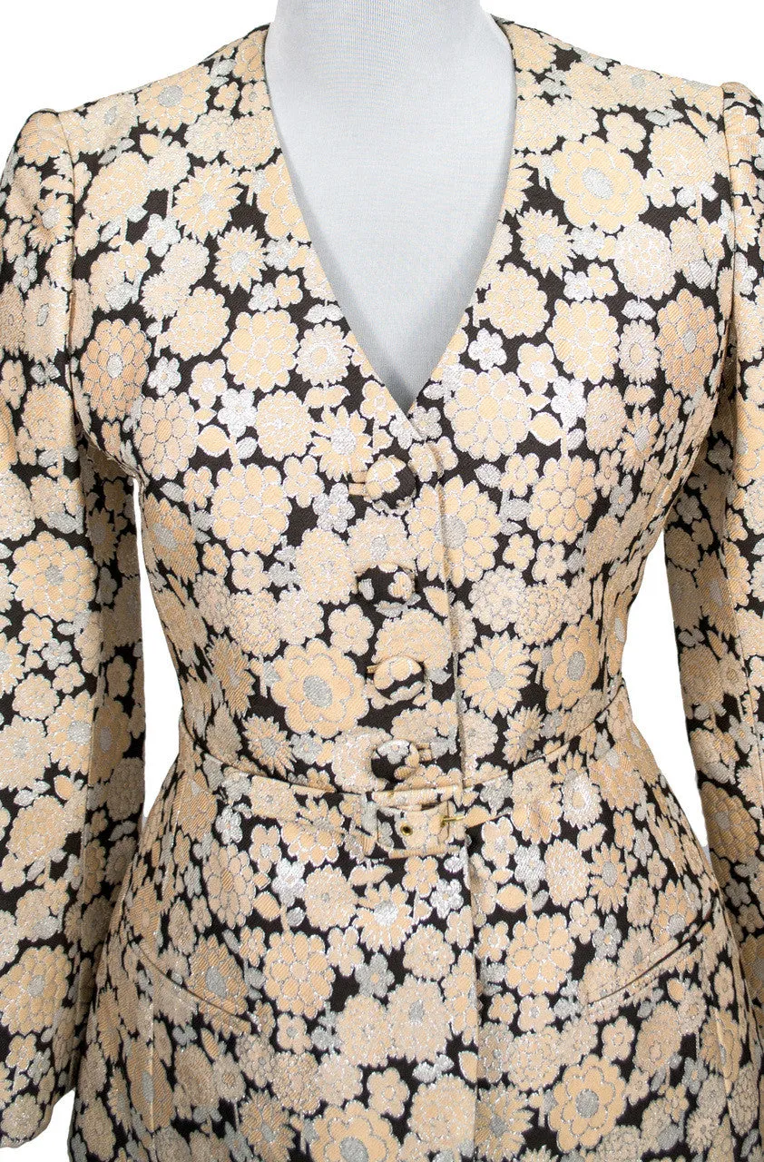 1960's Metallic Floral Brocade Vintage Skirt Suit 4