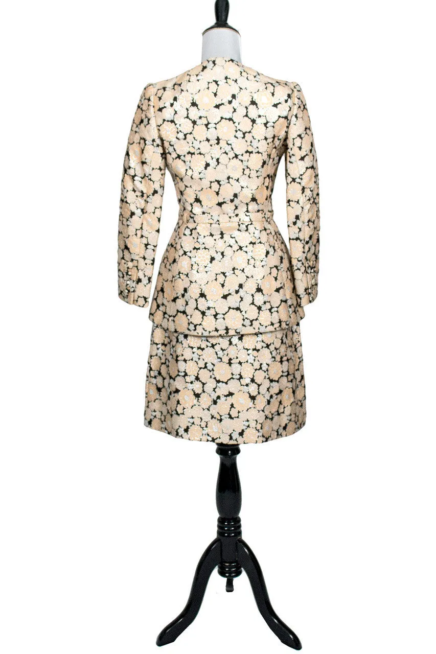 1960's Metallic Floral Brocade Vintage Skirt Suit 4