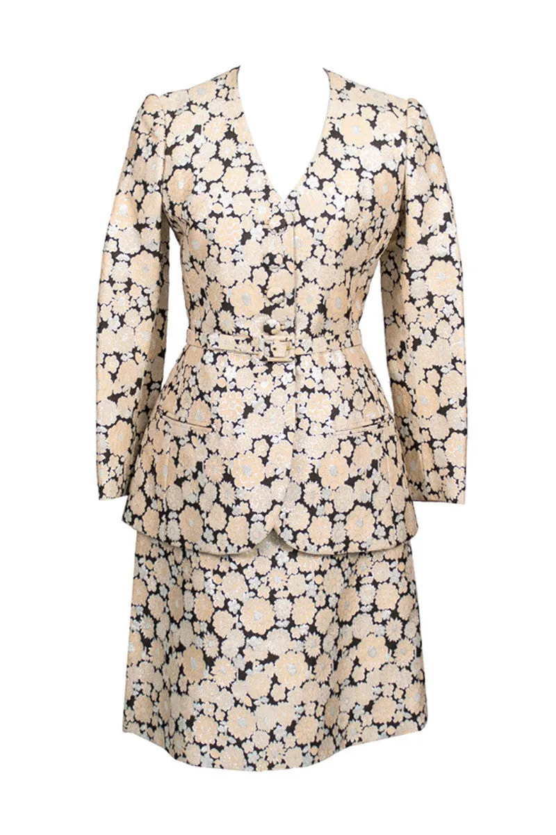 1960's Metallic Floral Brocade Vintage Skirt Suit 4