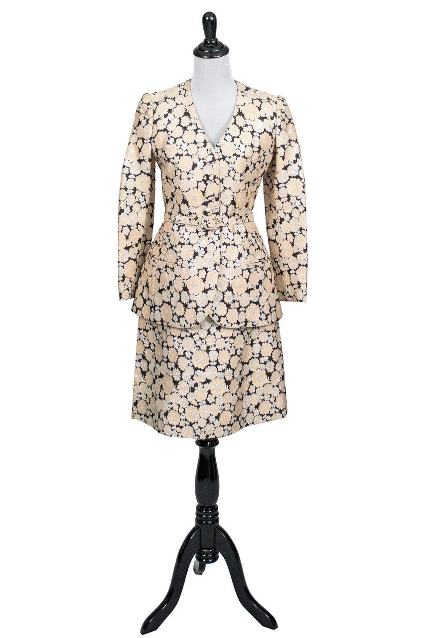 1960's Metallic Floral Brocade Vintage Skirt Suit 4