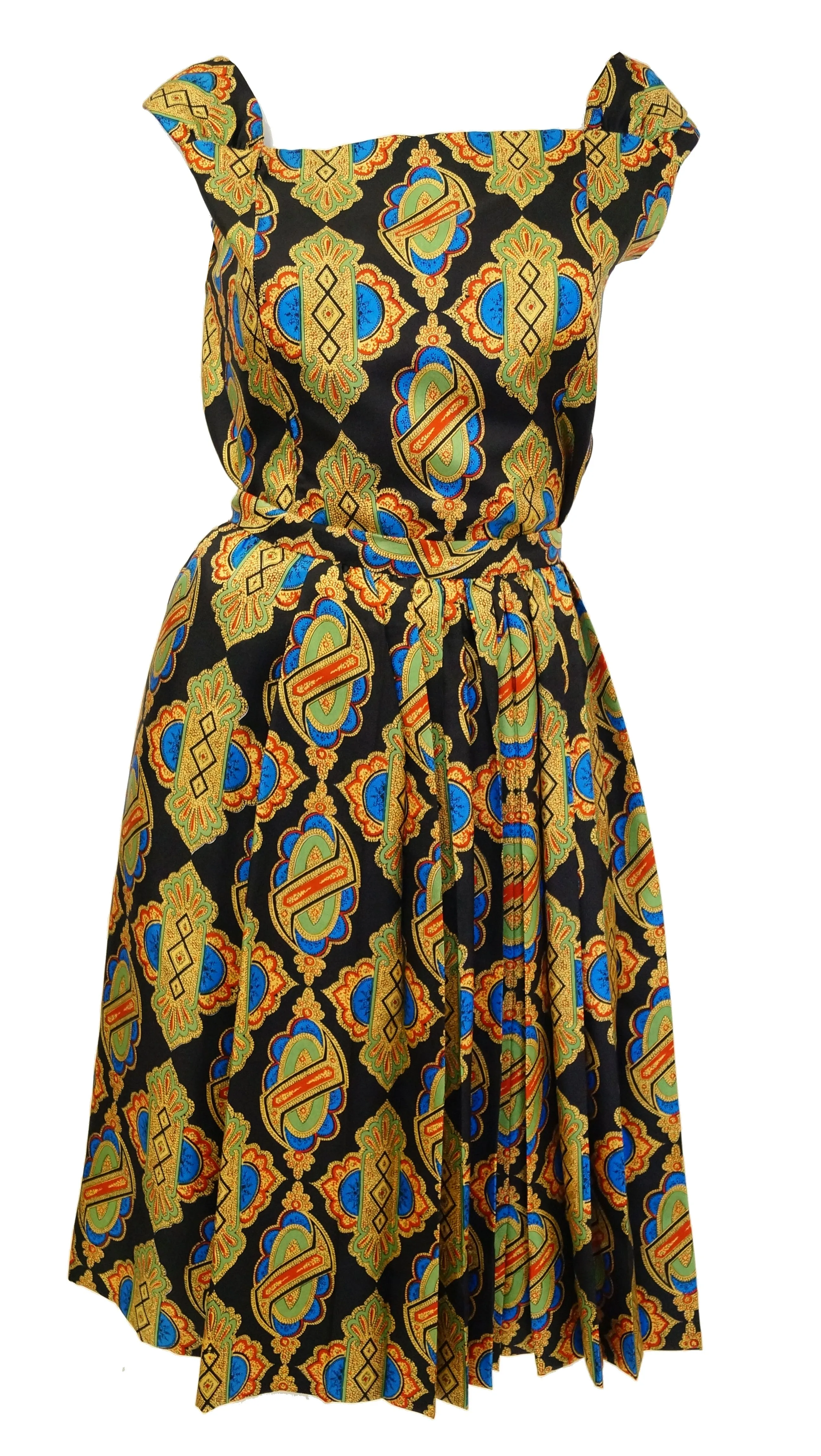 1970s Galanos Venetian Print Silk Skirt Suit