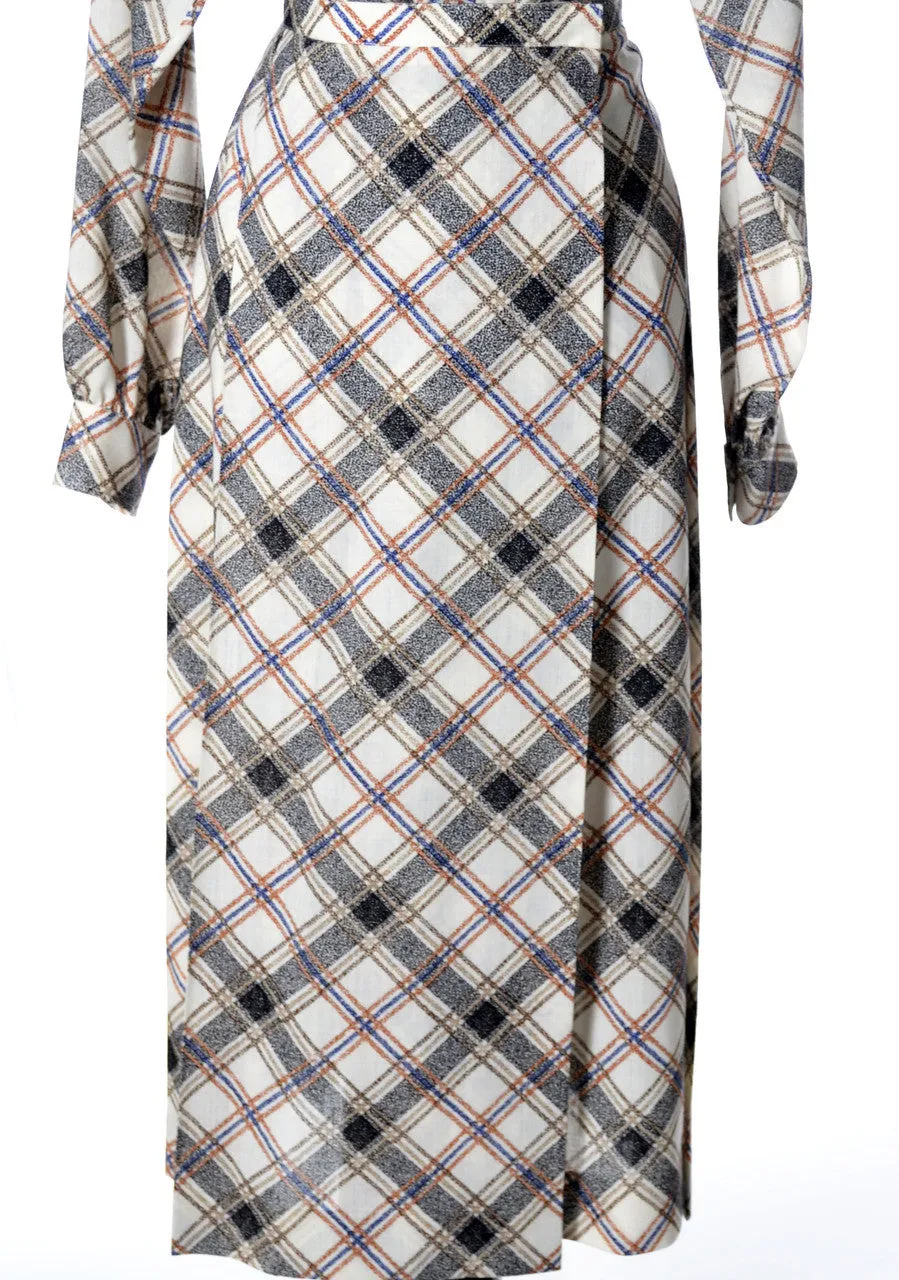 1970's Yves Saint Laurent Rive Gauche Plaid Skirt and Blouse