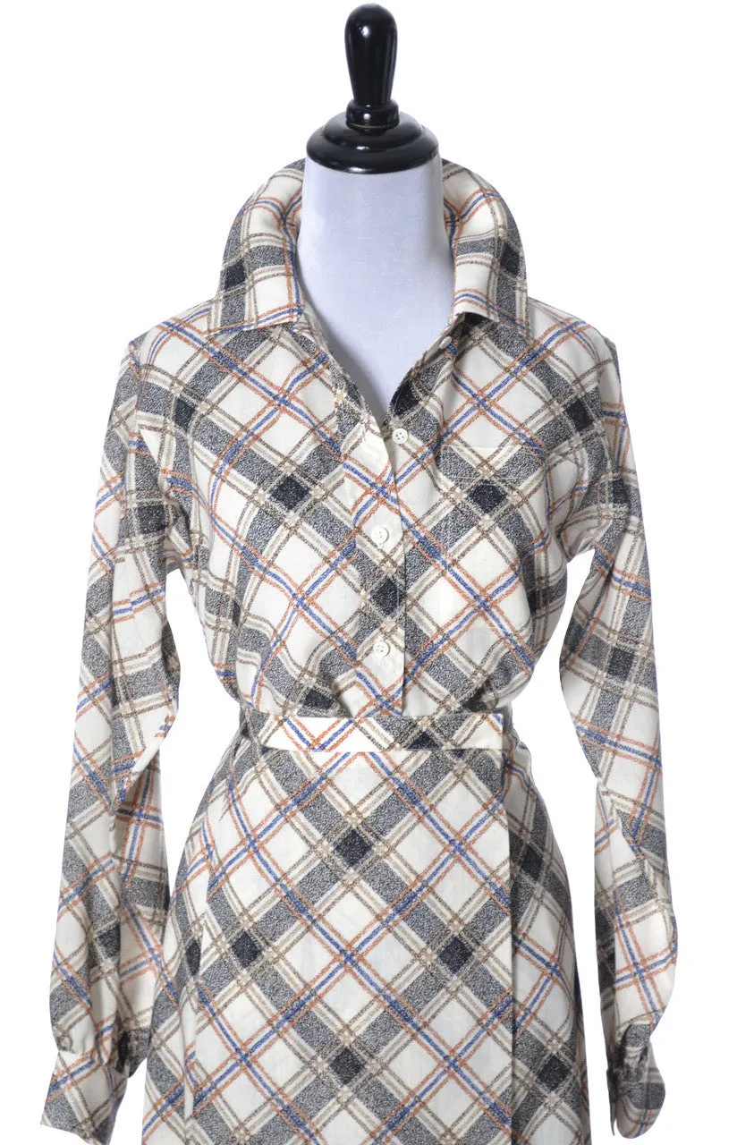1970's Yves Saint Laurent Rive Gauche Plaid Skirt and Blouse
