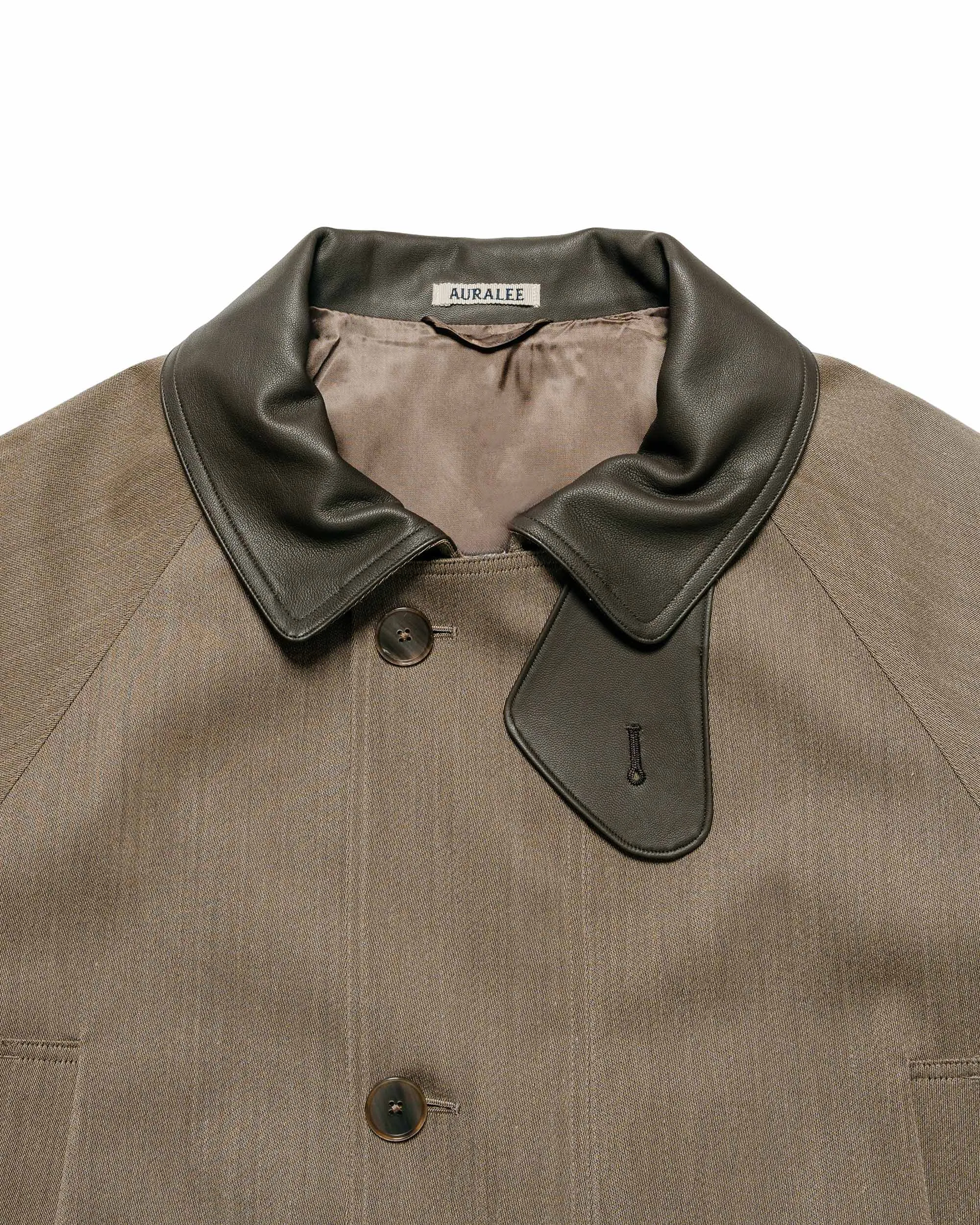 Auralee Wool Cavalry Twill Laminate Hunting Blouson Olive Brown
