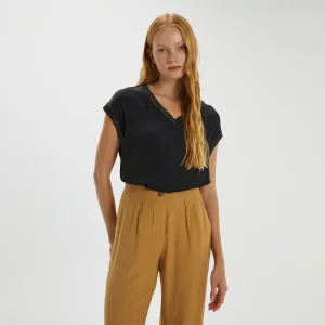 Black V-Neck Top