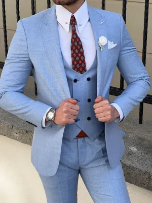 Bojoni Montebello Slim Fit Self-Patterned Wool Beige Suit