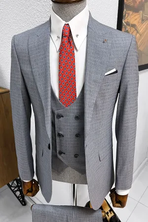 Bojoni Ravenna Slim Fit High Quality Grey & Navy Woolen Suit