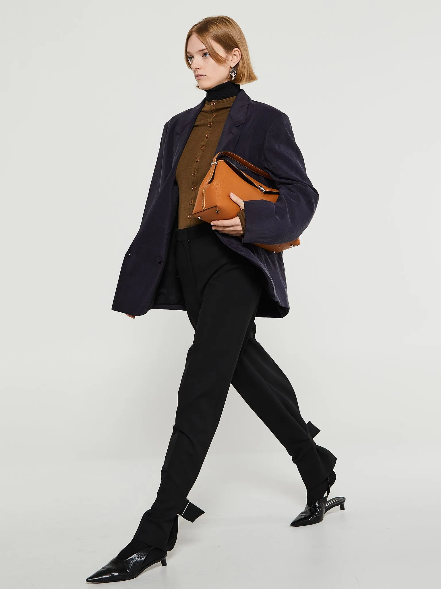 Buckled Slouch Trousers in Black
