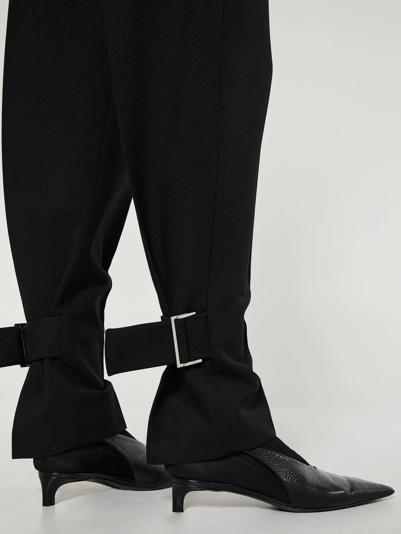 Buckled Slouch Trousers in Black