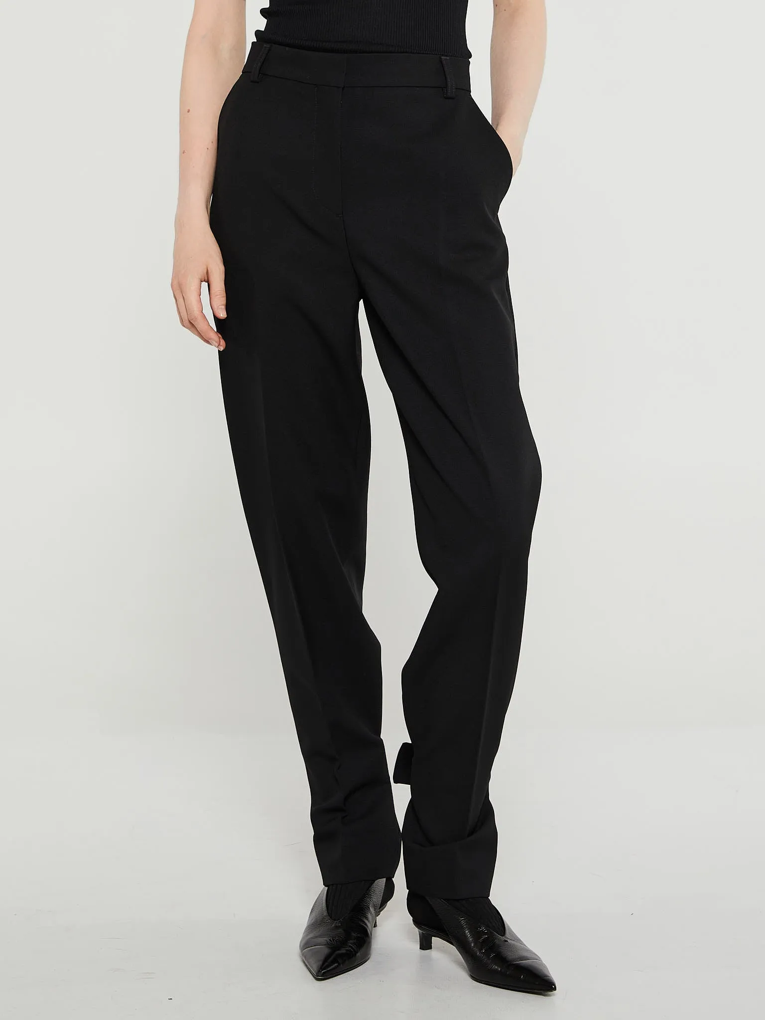 Buckled Slouch Trousers in Black