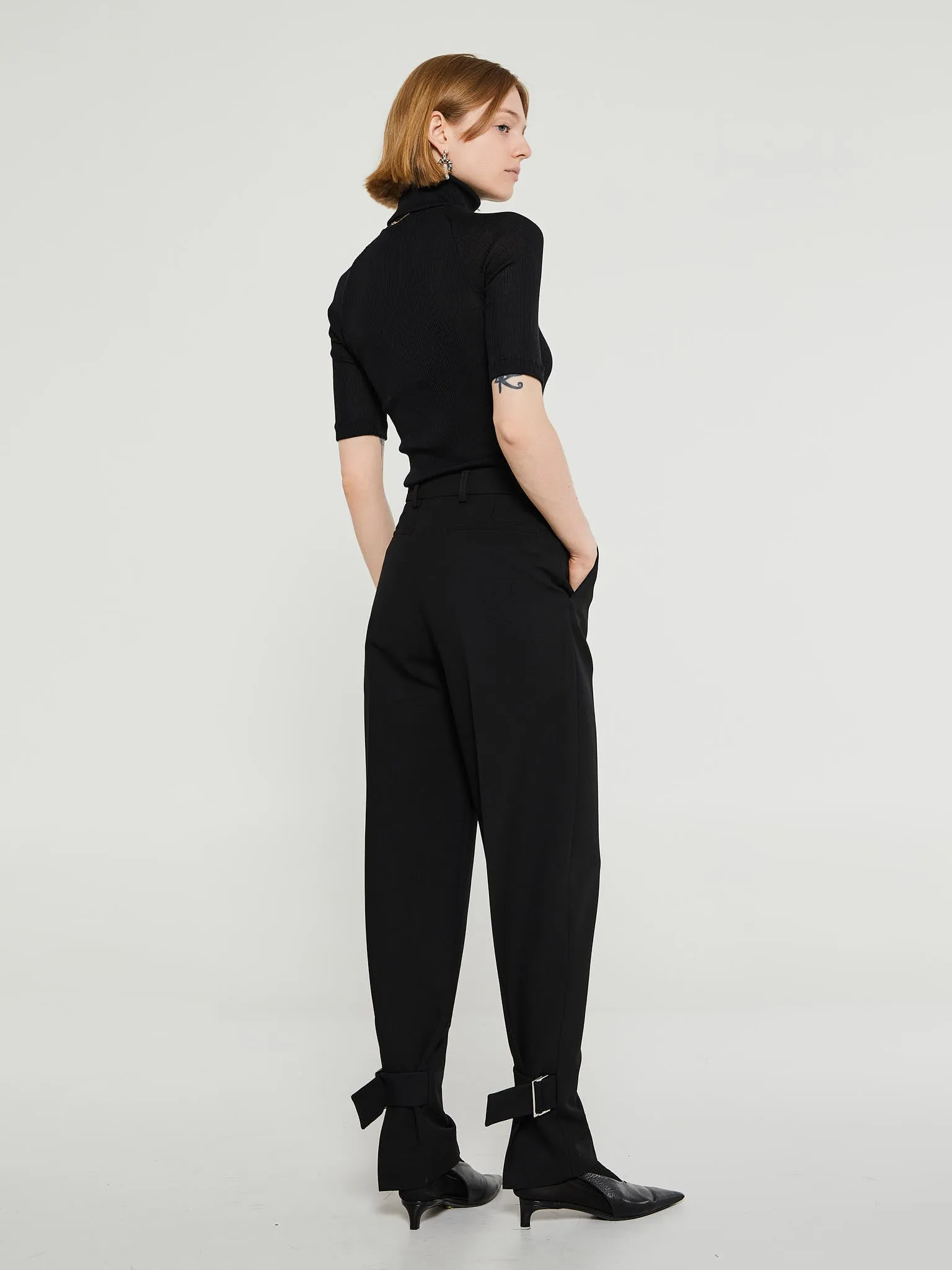 Buckled Slouch Trousers in Black