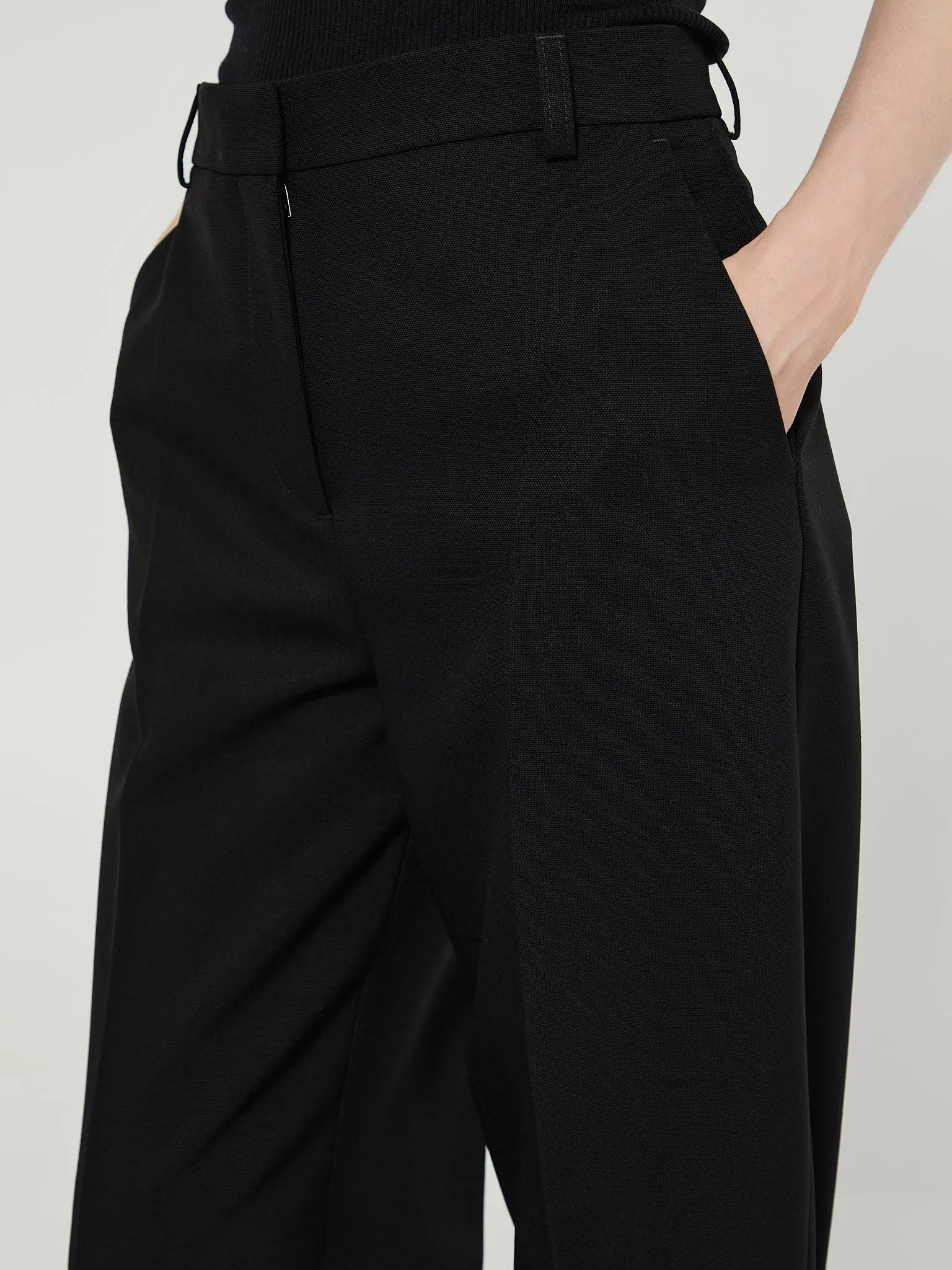 Buckled Slouch Trousers in Black