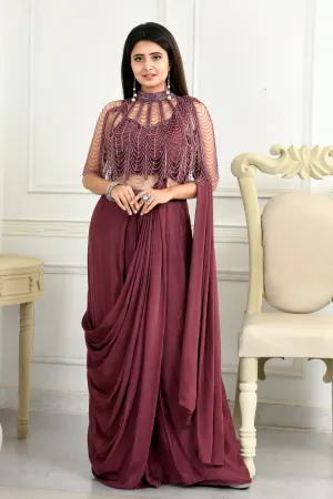 Chinon Blouse and Drape Skirt with Cutdana Work