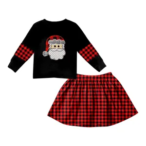 Christmas santa embroidery long sleeve skirt GLD0382