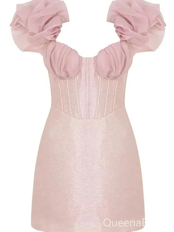 Cute Pink Sweetheart Homecoming Dress Graduation Party Dress , QB0875