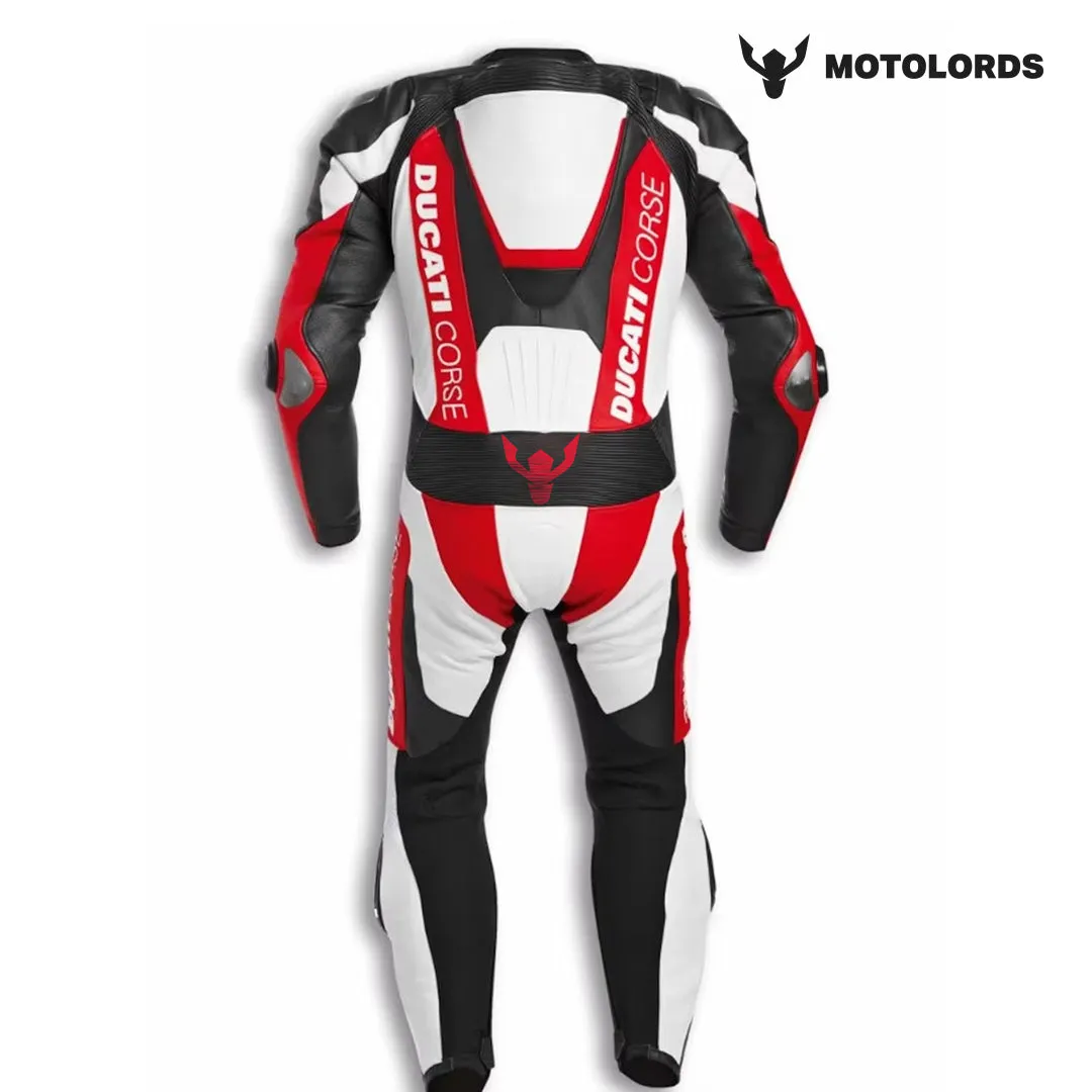 Ducati Moto Lords Motorcycle Leather Racing Suit - Premium Cowhide/Alpinestars Inspired Design