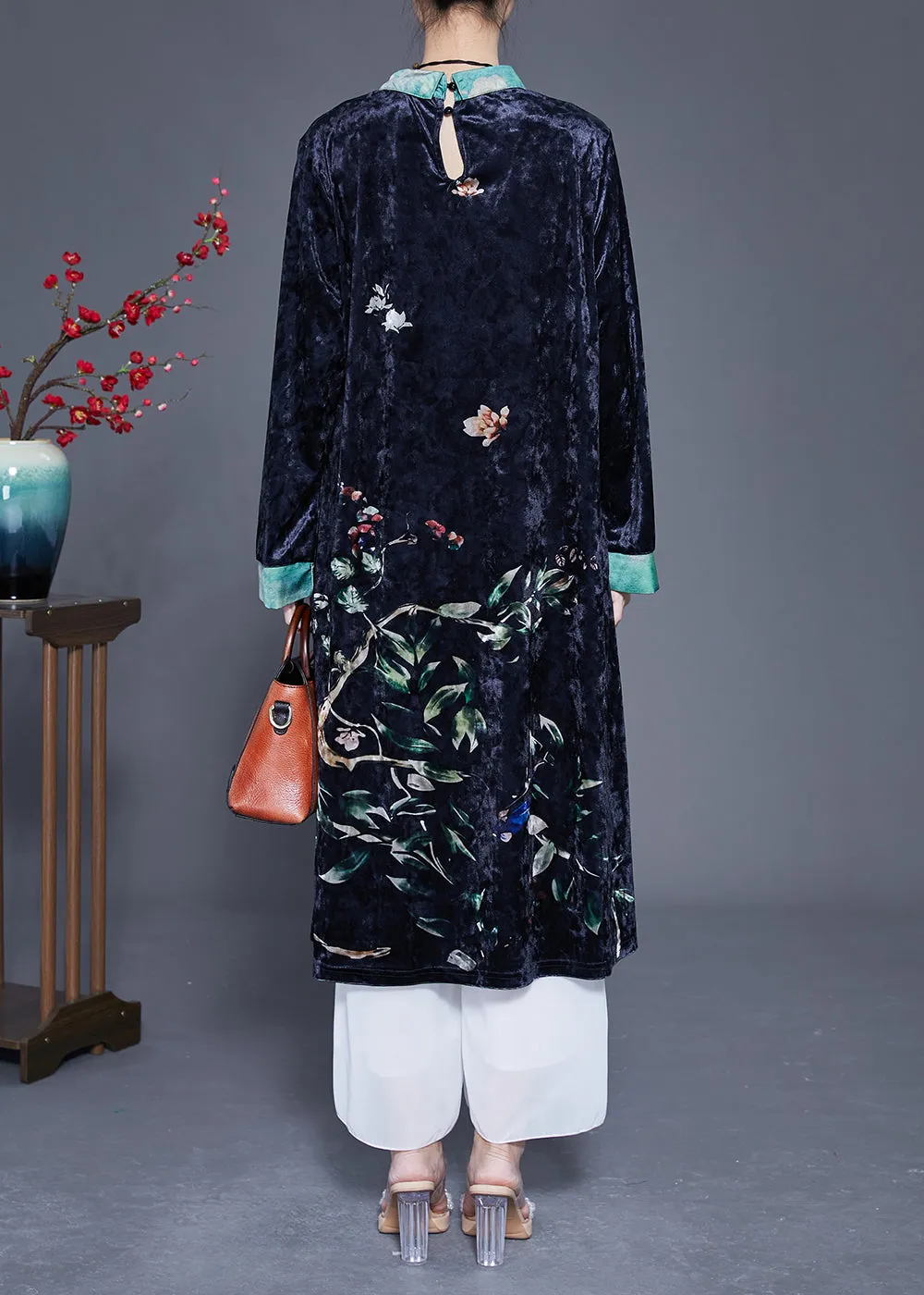 Elegant Black Print Patchwork Silk Velour Vacation Dresses Spring LY1767