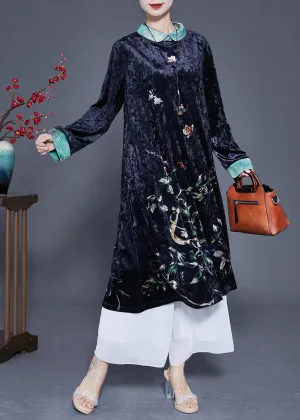 Elegant Black Print Patchwork Silk Velour Vacation Dresses Spring LY1767
