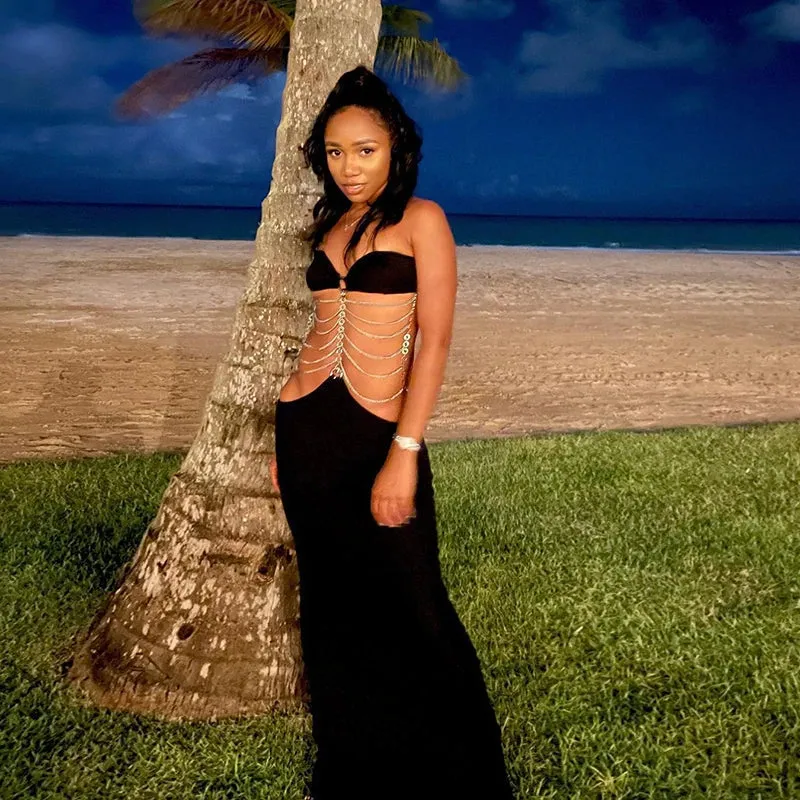 Flytonn-Christmas Outfits New Year's Eve Dress Night Out Club Dresses cute winter outfits Gianella Chain Maxi Dress