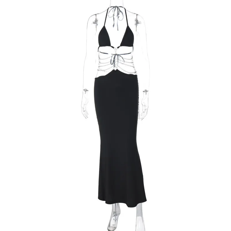 Flytonn-Christmas Outfits New Year's Eve Dress Night Out Club Dresses cute winter outfits Gianella Chain Maxi Dress