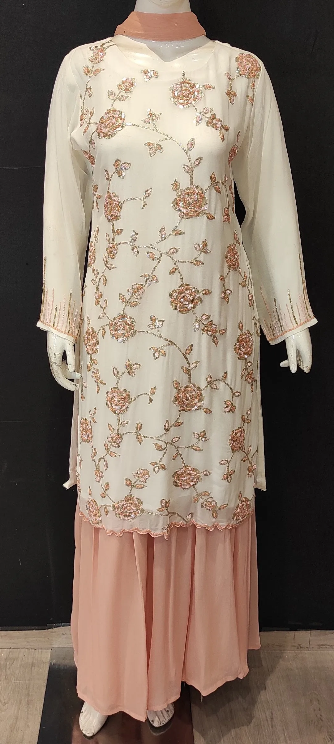 Georgette Suit with Skirt with Sequins Work