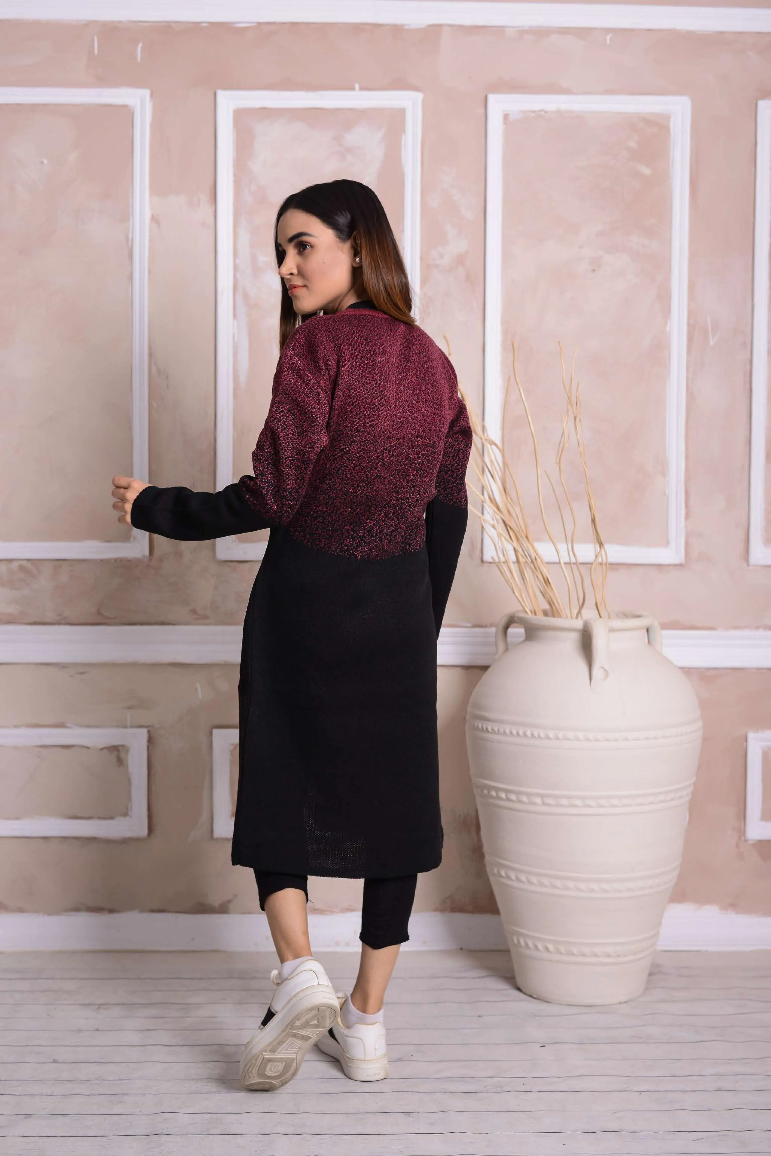 Imported Front Open Black Cozy Belted Cardigan Sweater - (CGN02)