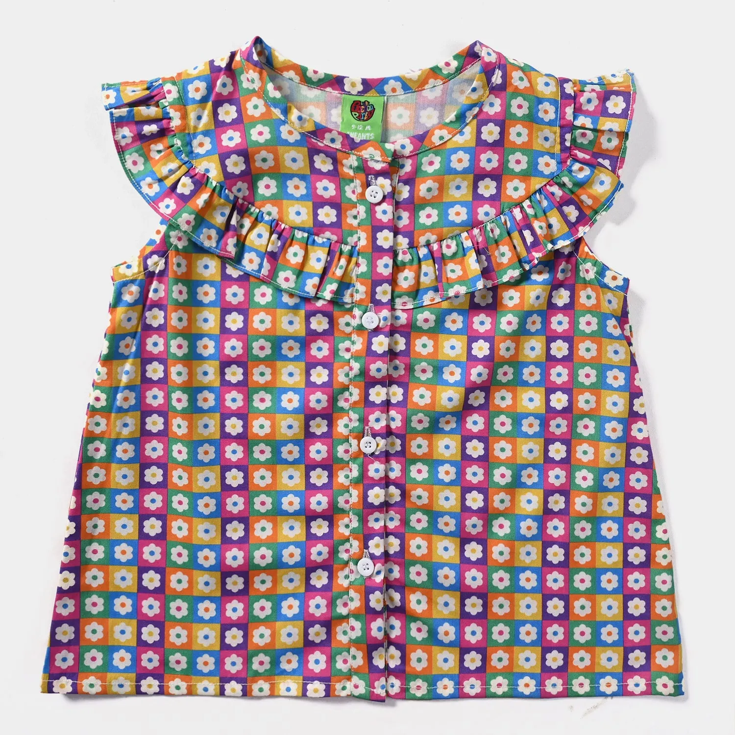Infant Girls Cotton Poplin Woven Suit Flower-Multi