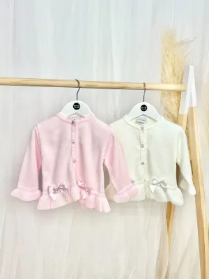 Knitted Cardigan with Satin Bows - 2 Colours