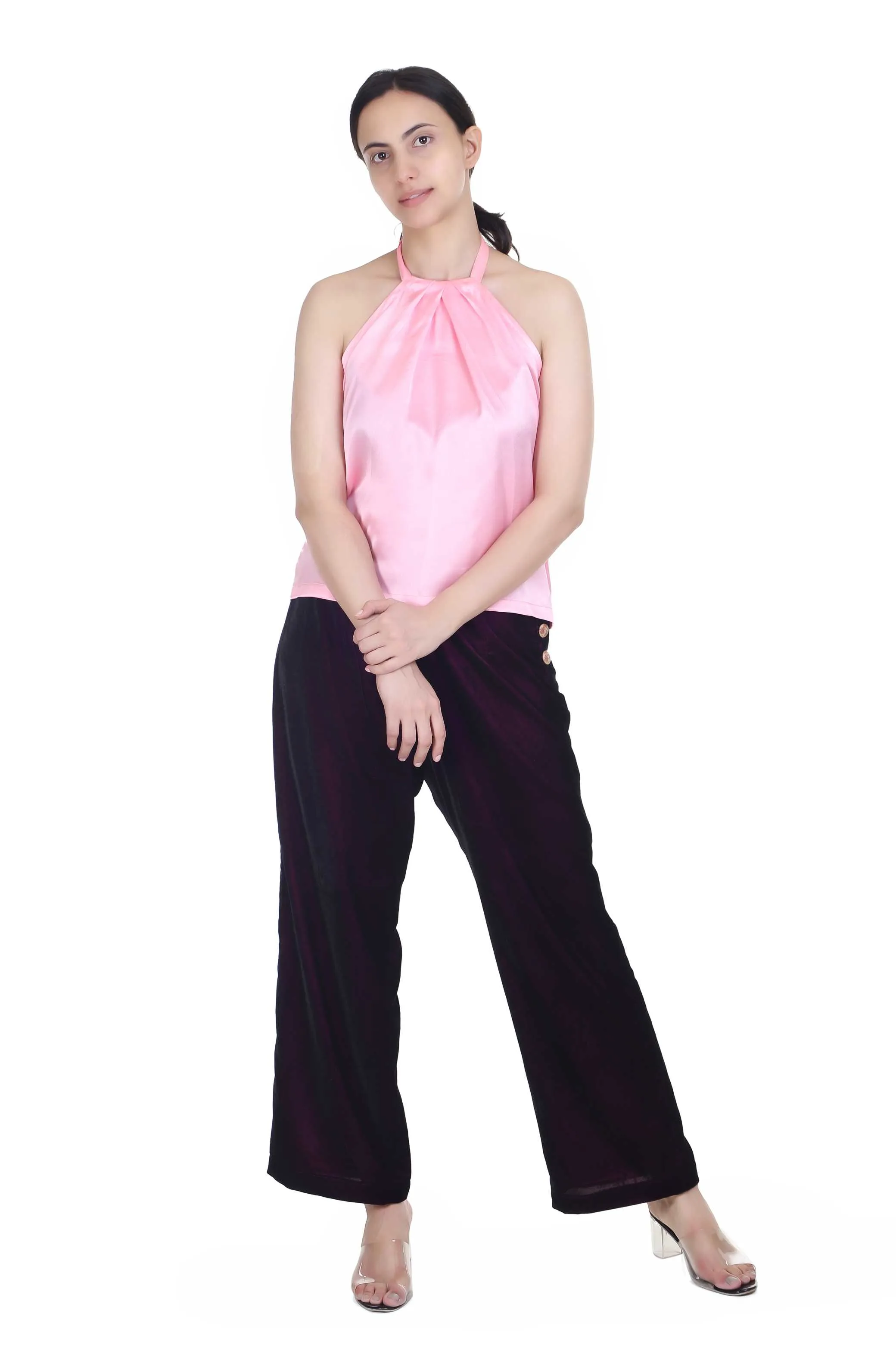 LINNEA SOFT PINK HALTER NECK TOP