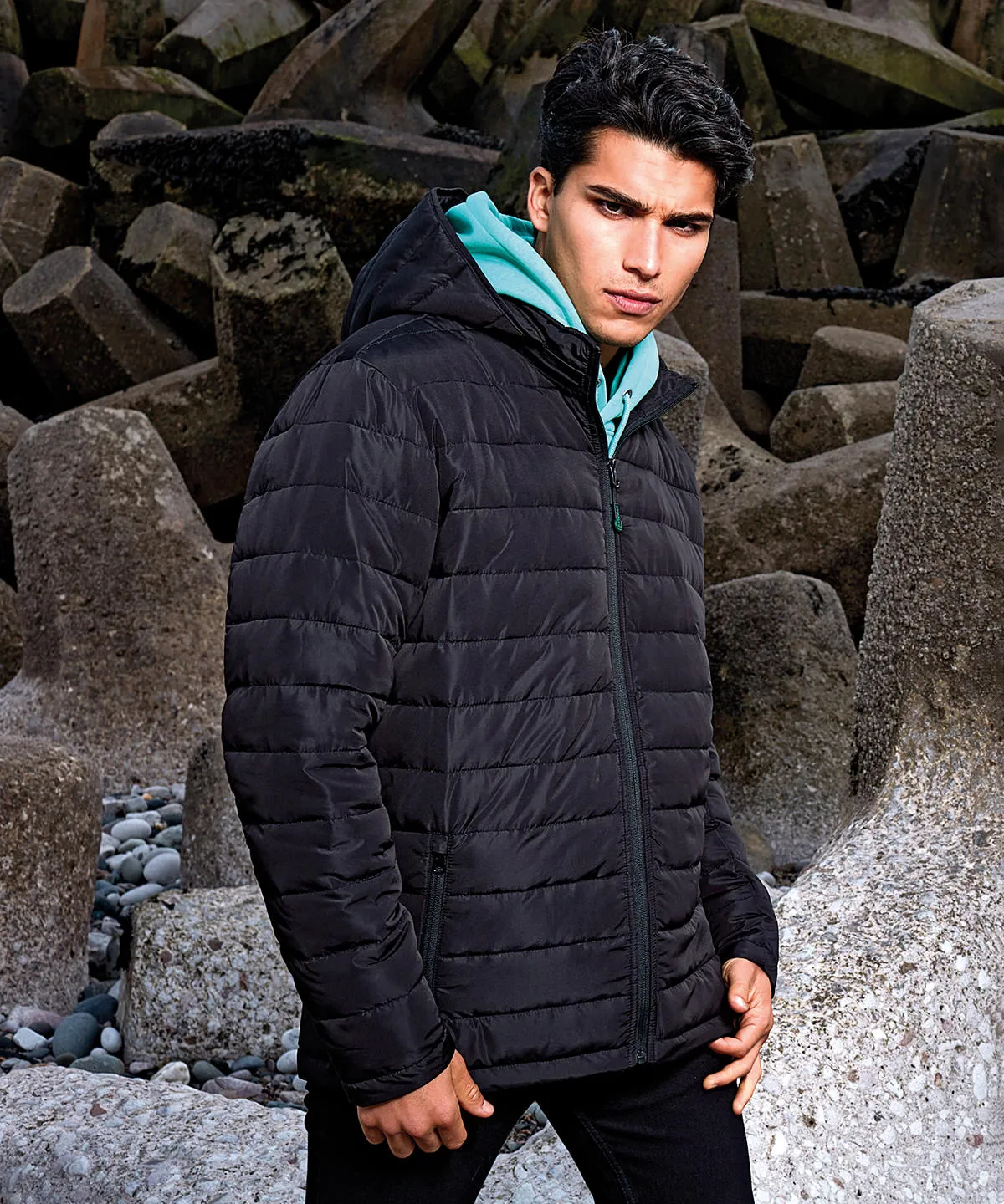 Navy - Delmont recycled padded jacket