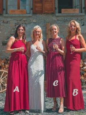 New Arrival Mismatched Floor-length Chiffon Tulle Long Bridesmaid Dresses,RBWG0081
