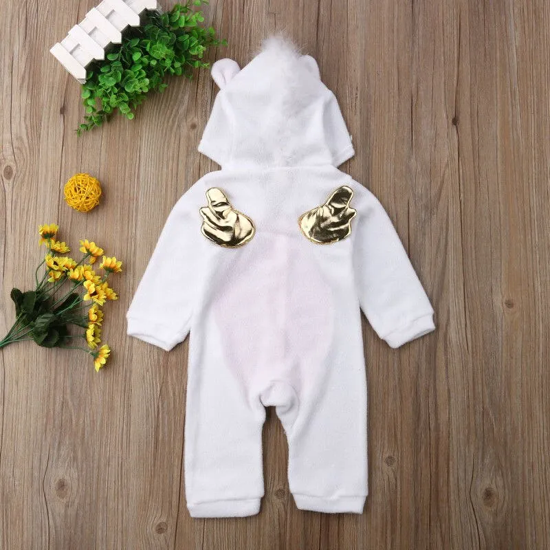Newborn Baby Girls Winter Warm Rompers Coats Unicorn