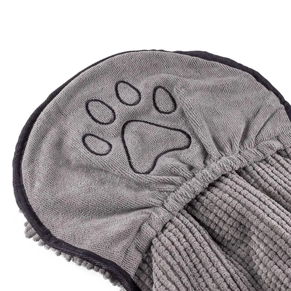 Noodle Glove Dog Drying Towel - Grey
