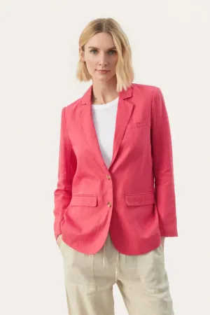 NYANPW LINEN BLAZER "Claret Red"