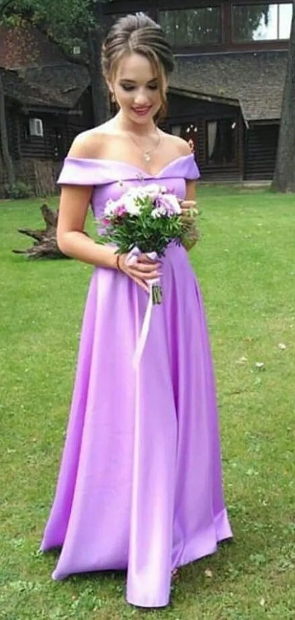 Off The Shoulder Bridesmaid Dresses, A-line Simple Wedding Guest Dresses, Bridesmaid Dresses