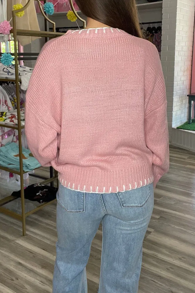 Oversized Bow Print Sweater