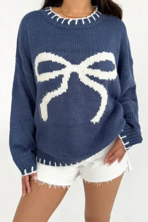 Oversized Bow Print Sweater