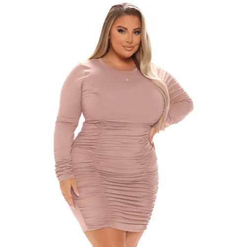Plus Size Women Clothing Elegant Crew Neck Dress Temperament