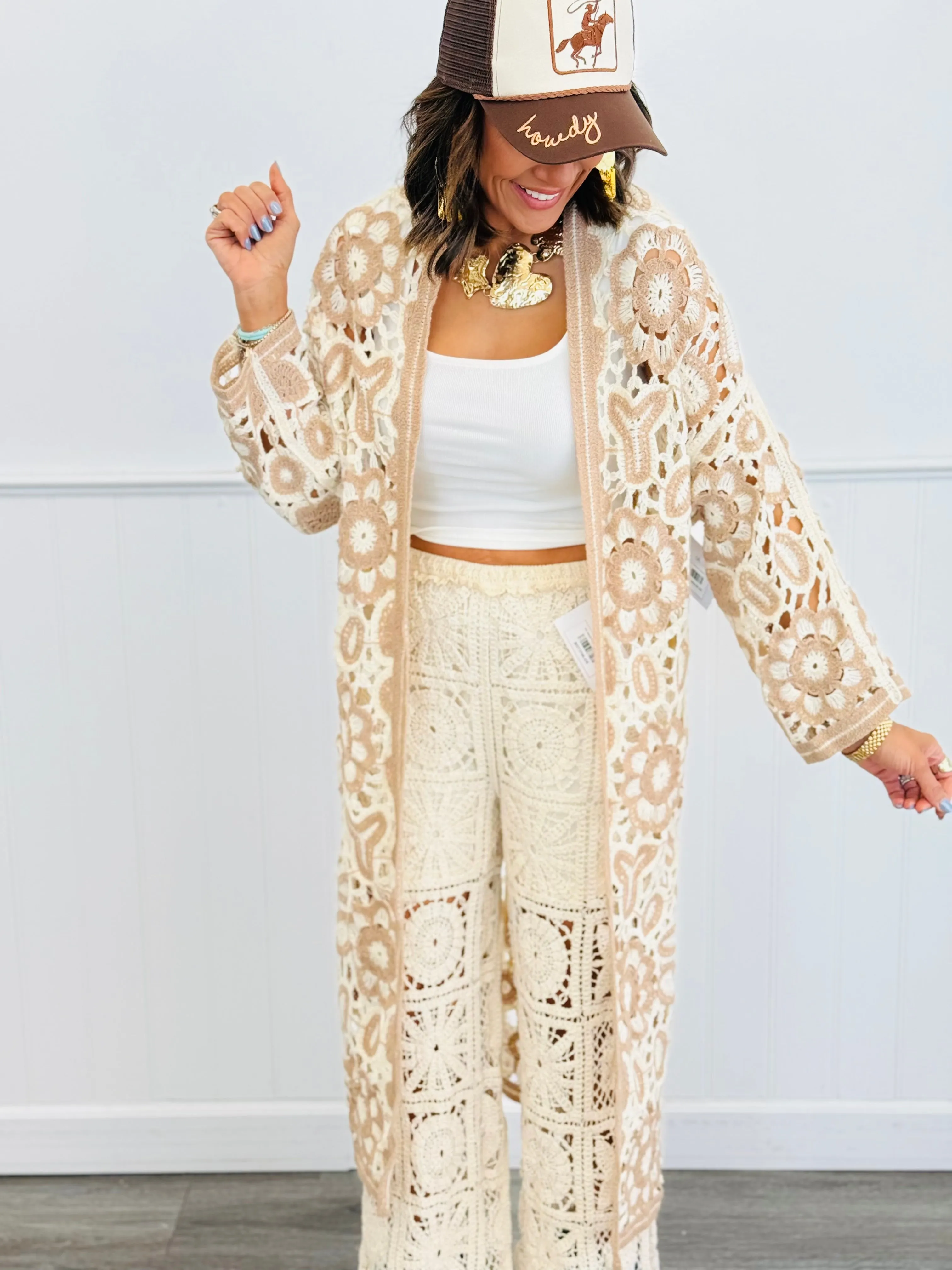 POL Crochet Long Sleeve Knit Cardigan (OS) - 3 Colors