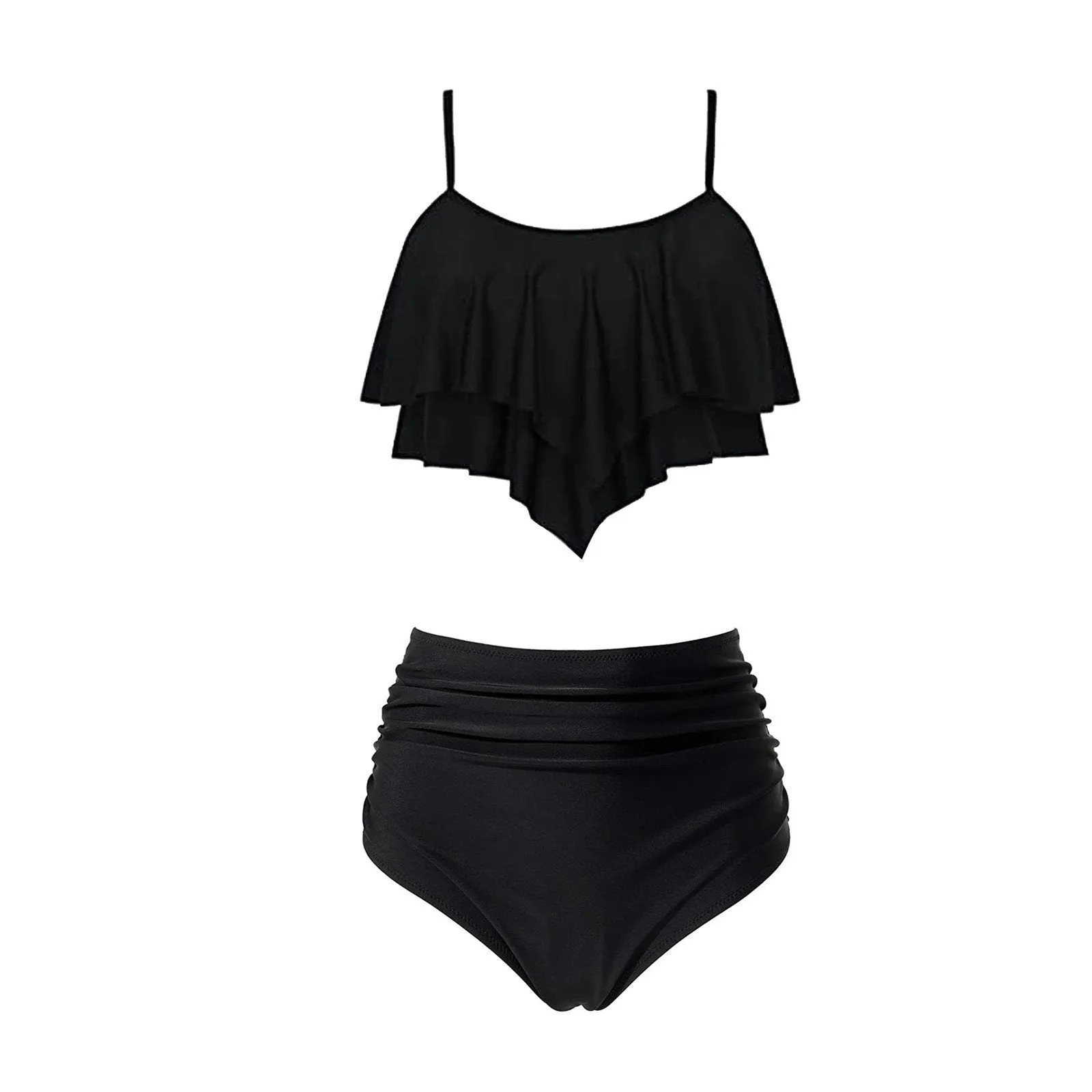Ruffa™ | High-Waisted Ruffled Split Bikini