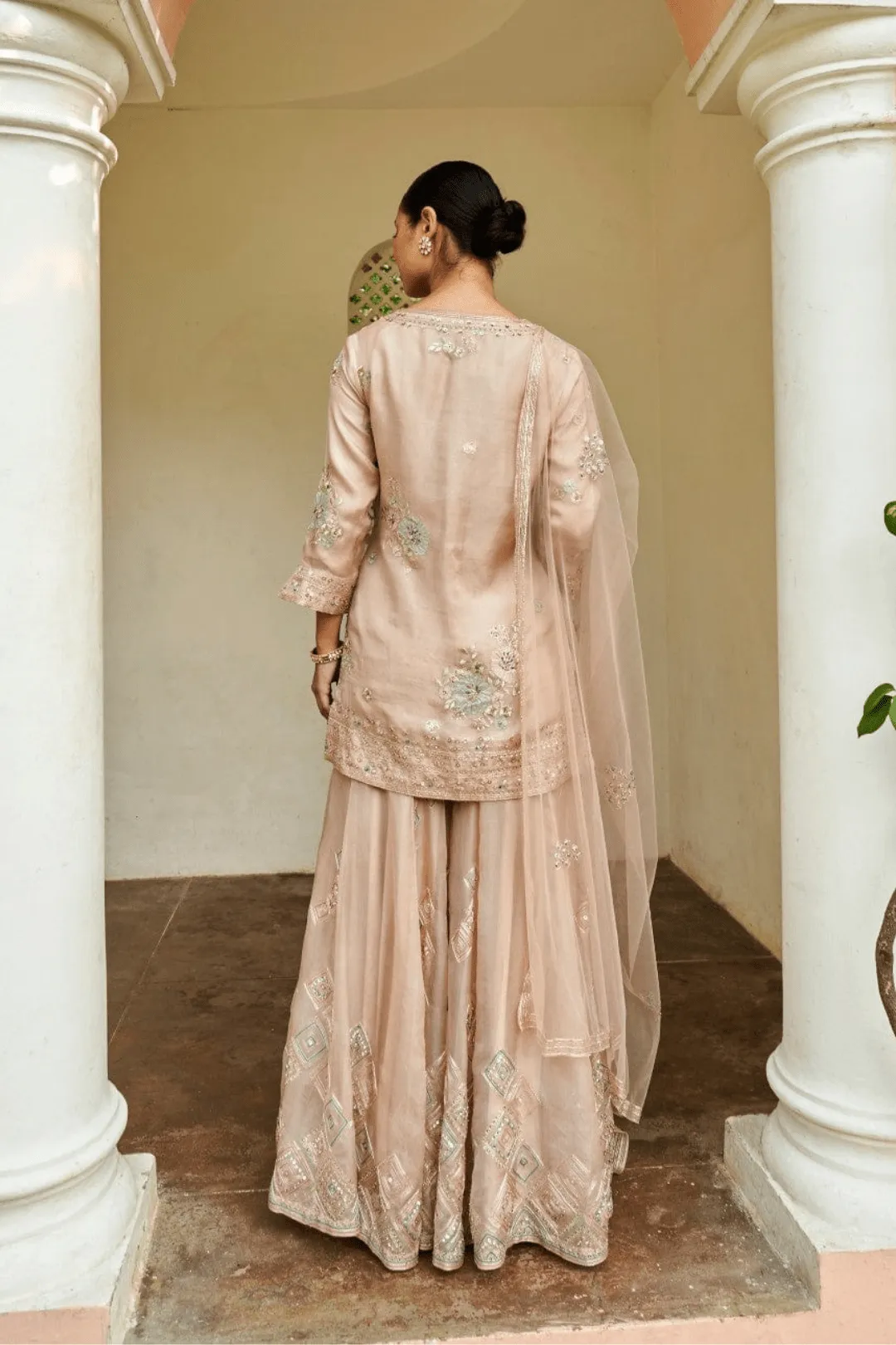 Sepia Rose Embroidered Sharara