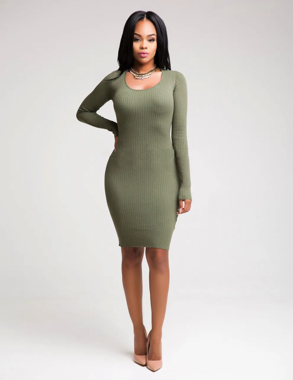 Sexy Hollow Out Back Bodycon Knee-length Dress
