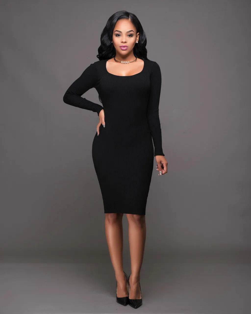 Sexy Hollow Out Back Bodycon Knee-length Dress
