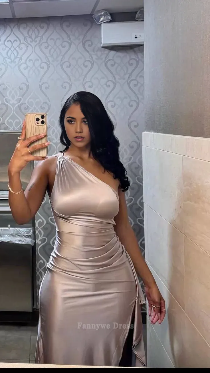 Sheath Simple One Shoulder Long formal dresses Bridesmaid Dresses evening gown Prom Dress