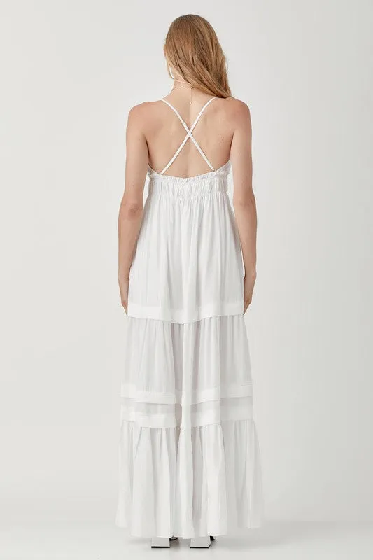 Shirred Ruffle Folded Detail Maxi Dress  *Online Only*