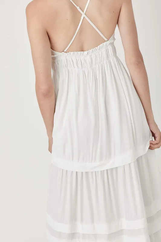 Shirred Ruffle Folded Detail Maxi Dress  *Online Only*