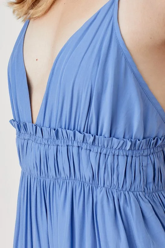 Shirred Ruffle Folded Detail Maxi Dress  *Online Only*