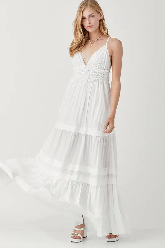 Shirred Ruffle Folded Detail Maxi Dress  *Online Only*