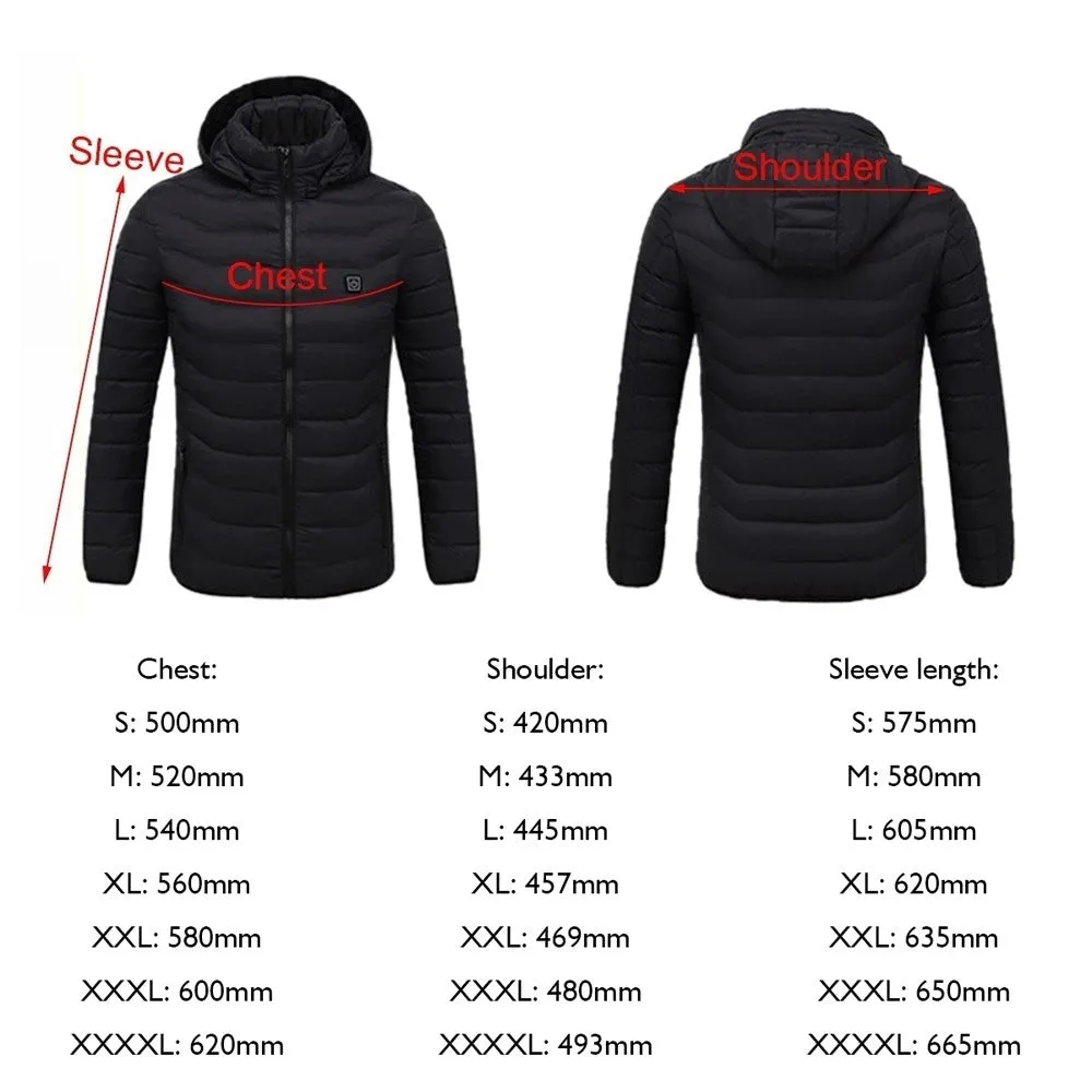 Sidiou Group Winter USB Digital Charging and Heating Men's Jacket Polyester Fiber Hooded