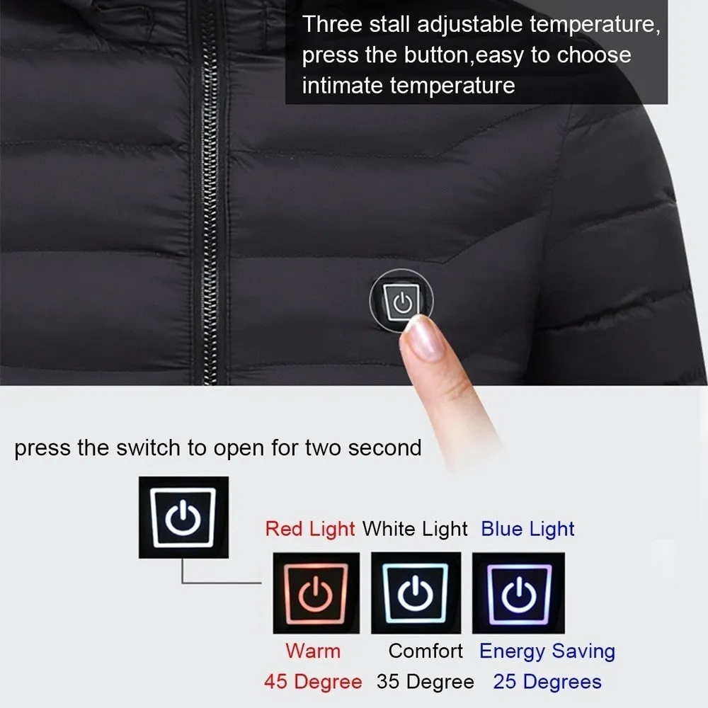 Sidiou Group Winter USB Digital Charging and Heating Men's Jacket Polyester Fiber Hooded